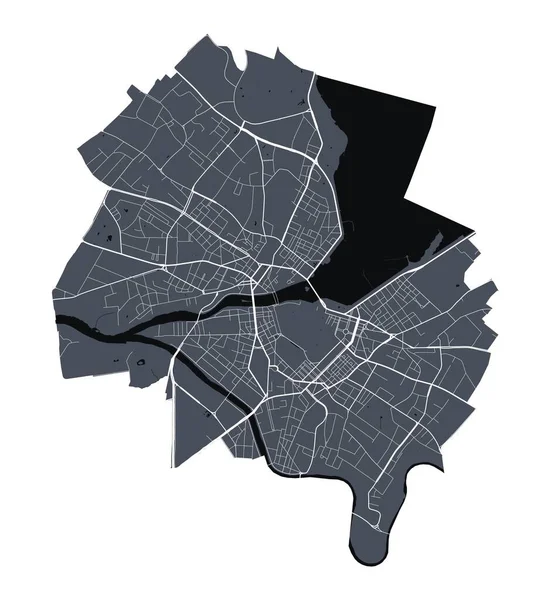 Genfi Térkép Genf Város Közigazgatási Területének Részletes Vektortérképe Sötét Poszter — Stock Vector