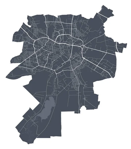 Lubelska Mapa Szczegółowa Mapa Wektorowa Województwa Lubelskiego Ciemny Plakat Ulicami — Wektor stockowy