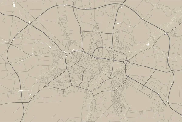 Lublin 'in vektör haritası. Sokak haritası illüstrasyonu. Lublin harita sanatı.