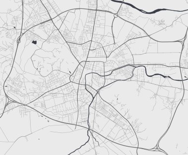 Ljubljana şehir haritası. Vektör illüstrasyonu, Ljubljana harita sanat posteri.