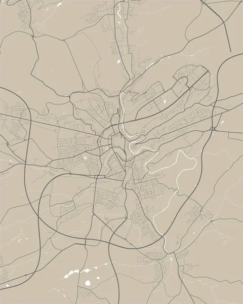 Mapa Cidade Luxemburgo Cartaz Mapa Luxemburgo Mapa Rua Luxemburgo Mapa — Vetor de Stock