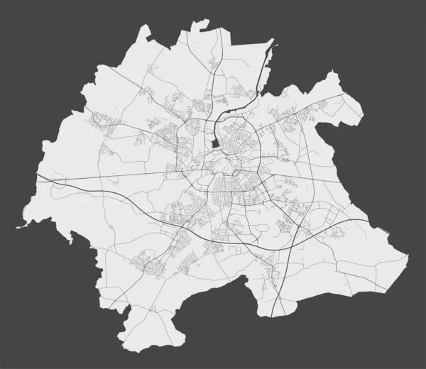 Gęsta Mapa Szczegółowa Mapa Wektorowa Obszaru Administracyjnego Odense Plakat Ulicami — Wektor stockowy