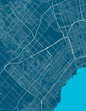 Mississauga şehir yönetim bölgesinin detaylı haritası. Kraliyetten bağımsız vektör çizimi. Şehir manzarası manzarası.