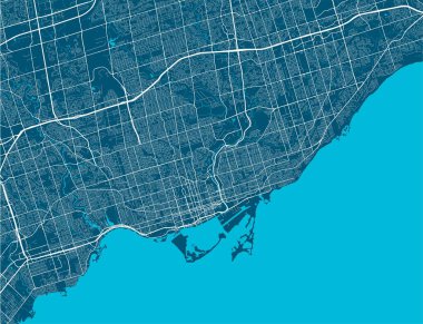 Toronto haritası. Toronto idari bölgesinin ayrıntılı haritası. Airview şehir manzarası panoraması. Telif hakkı serbest vektör illüstrasyonu.