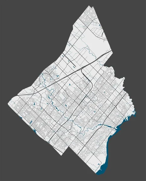 Mapa Mississauga Mapa Detalhado Área Administrativa Cidade Mississauga Panorama Paisagem —  Vetores de Stock