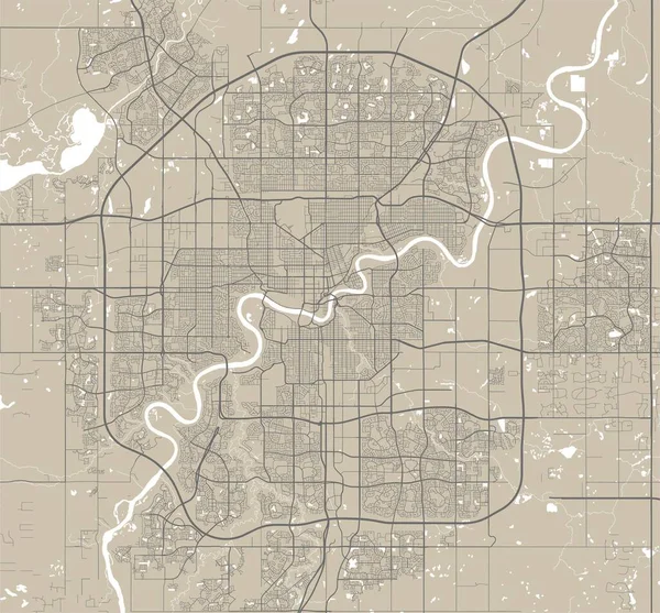 Mapa Detalhado Área Administrativa Cidade Edmonton Ilustração Vetorial Livre Royalties — Vetor de Stock