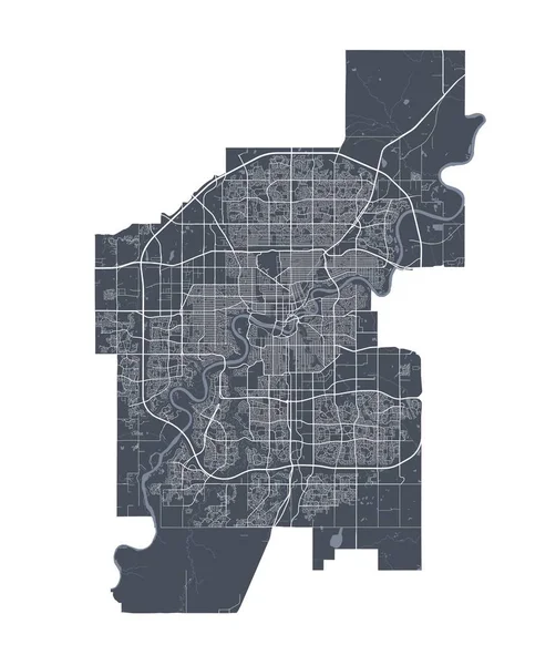 Mapa Edmonton Szczegółowa Mapa Wektorowa Obszaru Administracyjnego Edmonton Plakat Miejski — Wektor stockowy