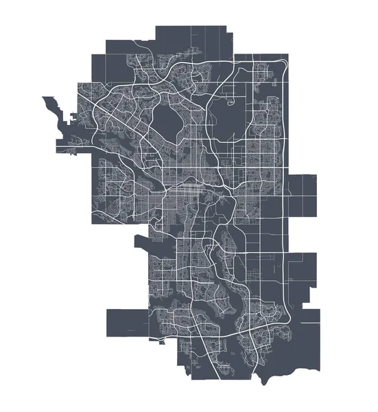 Calgary Karta Detaljerad Vektorkarta Över Calgarys Administrativa Område Stadsbild Affisch — Stock vektor