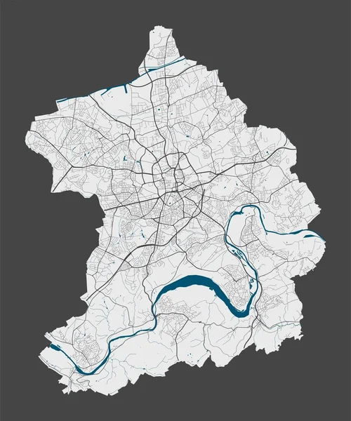 Essenova Mapa Podrobná Mapa Správní Oblasti Města Essen Cityscape Panorama — Stockový vektor