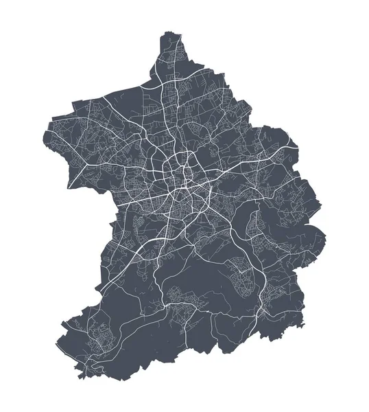 Essen Térkép Essen Város Közigazgatási Területének Részletes Vektortérképe Városkép Plakát — Stock Vector