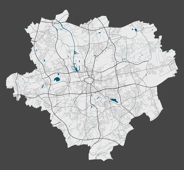 Dortmund Detaillierte Karte Des Regierungsbezirks Dortmund Stadtpanorama Lizenzfreie Vektorillustration Lineare — Stockvektor