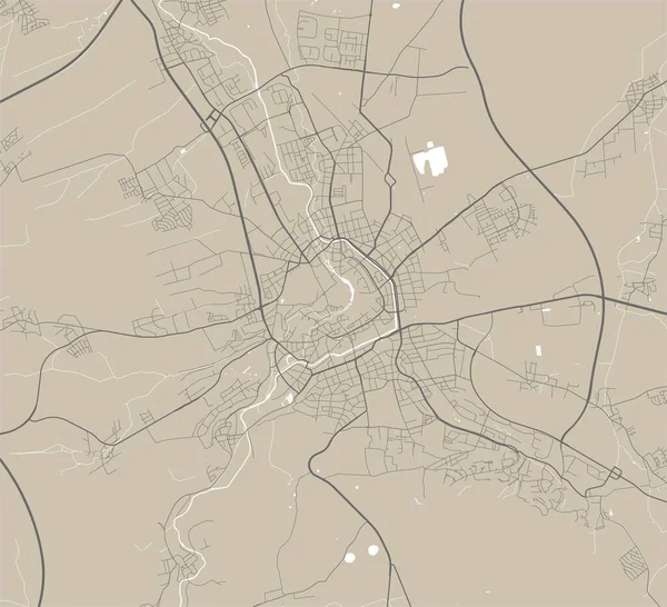 エアフルト市行政区の詳細な地図 ロイヤリティフリーベクトルイラスト 街のパノラマ エアフルト準州の装飾的なグラフィック観光マップ — ストックベクタ