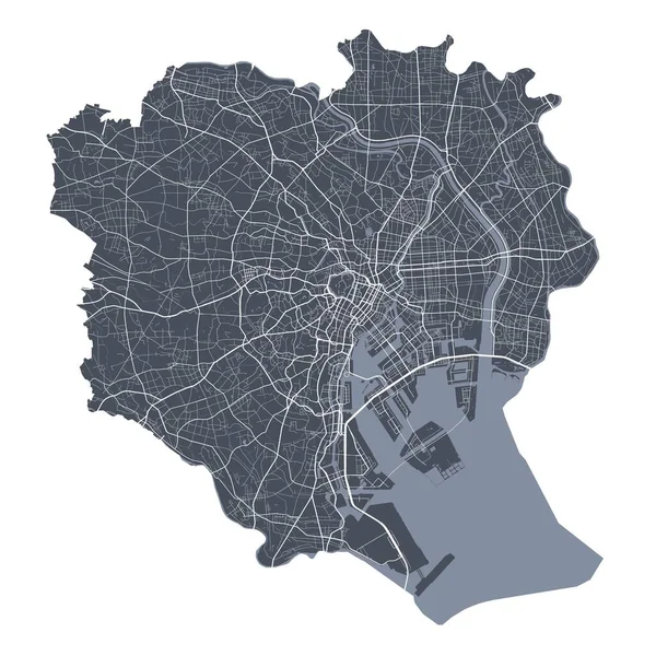 Mapa Tóquio Mapa Vetorial Detalhado Área Administrativa Cidade Tóquio Cityscape —  Vetores de Stock