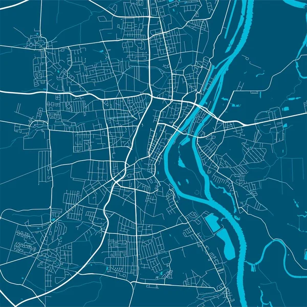 Podrobná Mapa Správní Oblasti Magdeburgu Bezautorská Vektorová Ilustrace Cityscape Panorama — Stockový vektor