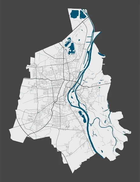 Mapa Magdeburg Mapa Detalhado Área Administrativa Cidade Magdeburg Panorama Paisagem —  Vetores de Stock