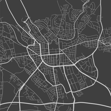 Wiesbaden şehir haritası. Vektör illüstrasyonu, Wiesbaden harita sanat posteri. Yollu sokak haritası, metropol şehir manzaralı.