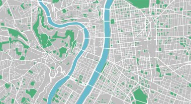 Lyon 'un vektör haritası. Sokak haritası illüstrasyonu. Lyon harita sanatı.