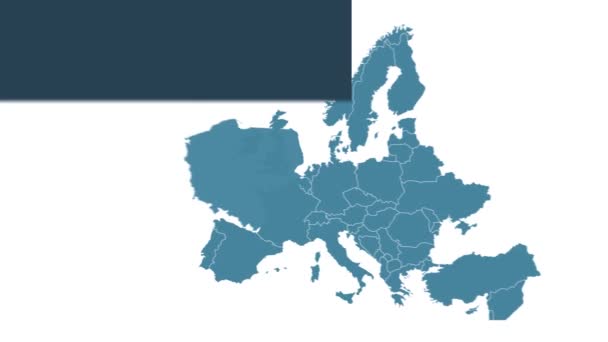 Polsko Mapuje Animaci Mapou Evropy Největšími Městy Textovým Zástupcem Šablona — Stock video