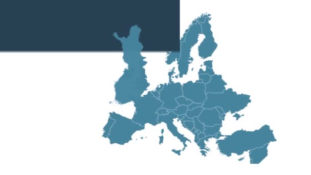 Φινλανδία Χάρτη Animation Χάρτη Της Ευρώπης Μεγαλύτερες Πόλεις Και Κείμενο — Αρχείο Βίντεο