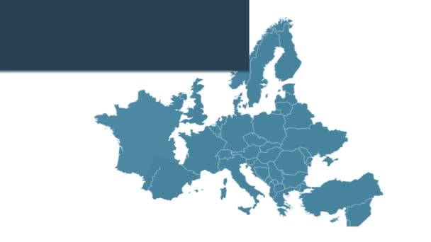 Francja Mapuje Animację Mapą Europy Największymi Miastami Tekstem Zastępczym Szablon — Wideo stockowe