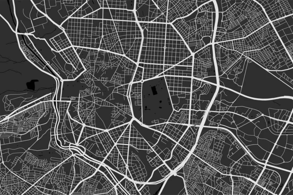 Міська Карта Мадрида Vector Illustration Madrid Map Grayscale Art Poster — стоковий вектор