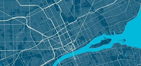 Подробная Карта Административного Района Детройта Безвозмездная Векторная Иллюстрация Панорама Города — стоковый вектор