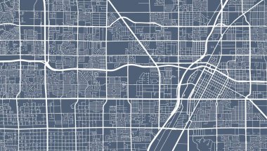 Las Vegas idari bölgesinin detaylı haritası. Kraliyetten bağımsız vektör çizimi. Şehir manzarası manzarası. Las Vegas bölgesinin dekoratif grafik turist haritası.