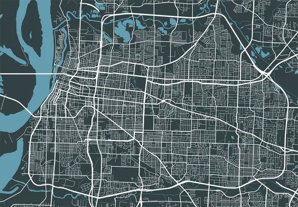Mapa Detalhado Área Administrativa Cidade Memphis Tennessee Ilustração Vetorial Livre — Vetor de Stock