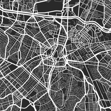 Sao Paulo 'nun şehir haritası. Vektör illüstrasyonu, Sao Paulo haritası gri pullu sanat posteri. Yollu sokak haritası, metropol şehir manzaralı.