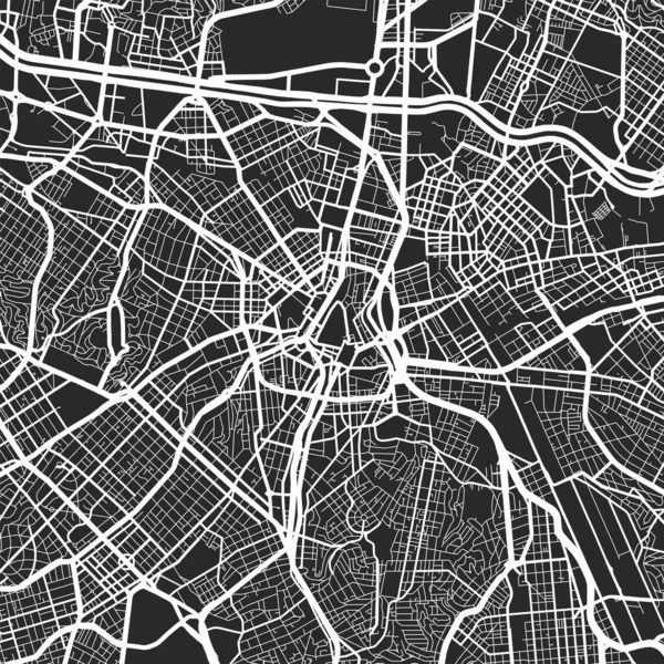 Sao Paulo 'nun şehir haritası. Vektör illüstrasyonu, Sao Paulo haritası gri pullu sanat posteri. Yollu sokak haritası, metropol şehir manzaralı.