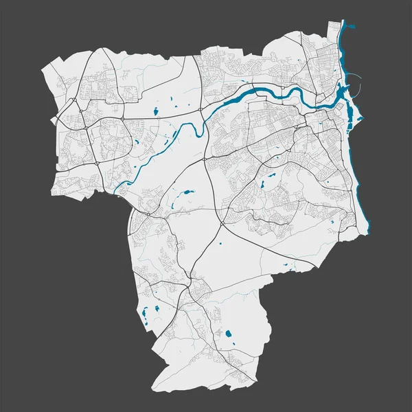 Mapa Sunderlandu Szczegółowa Mapa Miasta Sunderland Obszar Administracyjny Panorama Miasta — Wektor stockowy