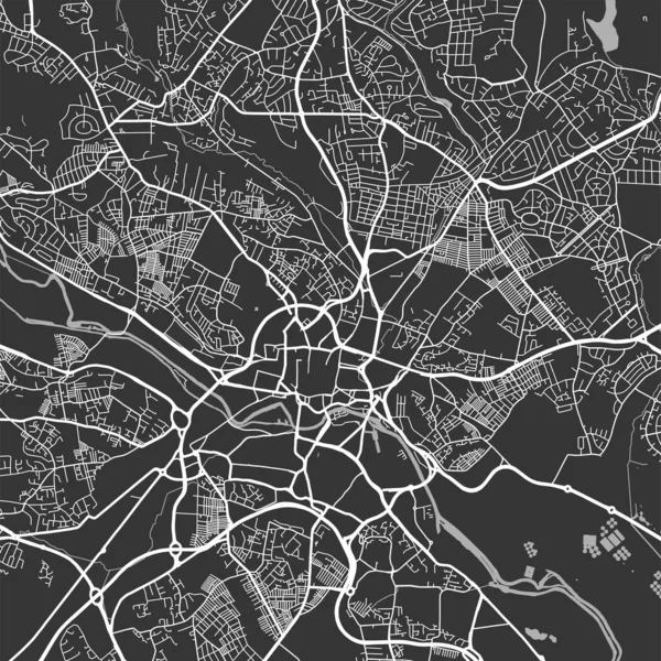 Міська Карта Лідса Векторна Ілюстрація Leeds Map Grayscale Art Poster — стоковий вектор