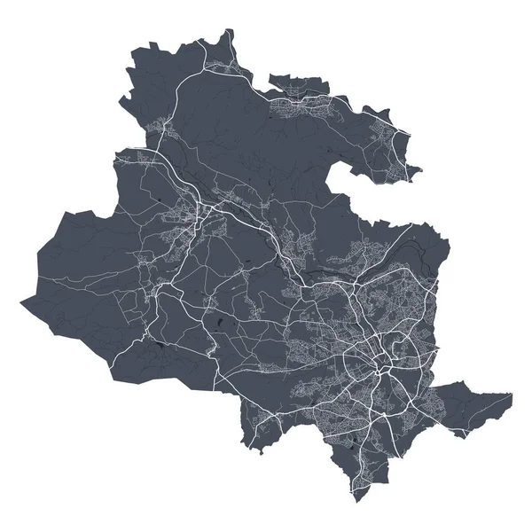 Mapa Bradforda Szczegółowa Mapa Wektorowa Obszaru Administracyjnego Miasta Bradford Plakat — Wektor stockowy