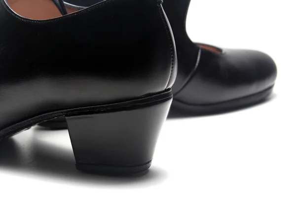Zwarte Schoenen Een Witte Achtergrond — Stockfoto