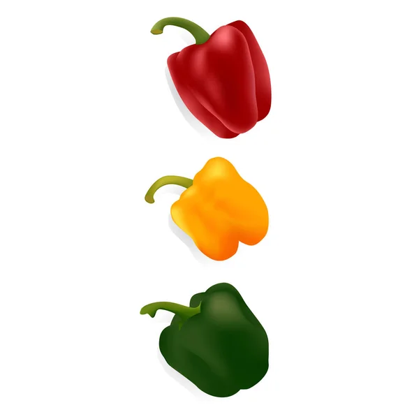 Три Спелых Овоща Красный Желтый Зеленый Перец — стоковый вектор