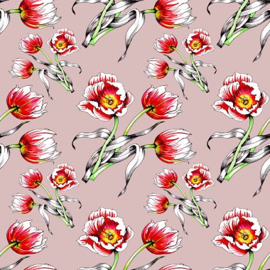  güzel renkli Lale ile Seamless Modeli