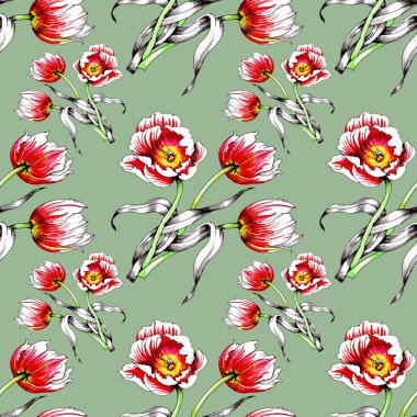  güzel renkli Lale ile Seamless Modeli