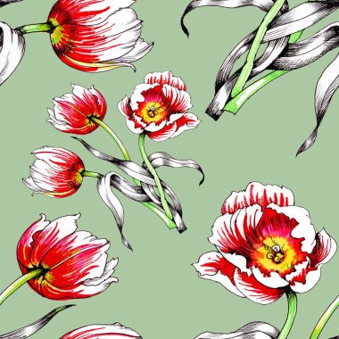  güzel renkli Lale ile Seamless Modeli