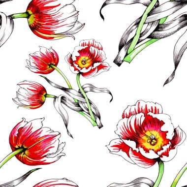  güzel renkli Lale ile Seamless Modeli