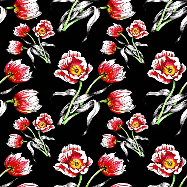  güzel renkli Lale ile Seamless Modeli