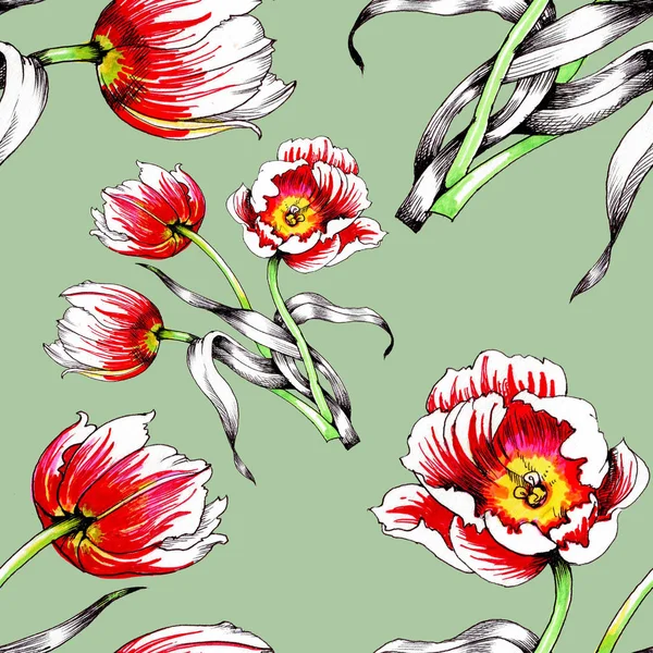  güzel renkli Lale ile Seamless Modeli