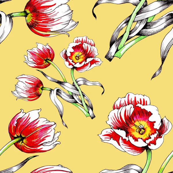  güzel renkli Lale ile Seamless Modeli