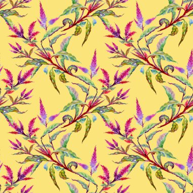 desen sarı zemin üzerine parlak yaprakları ile şube