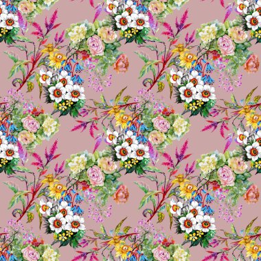 güzel renkli kır çiçekleri ile desen