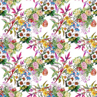 güzel renkli kır çiçekleri ile desen