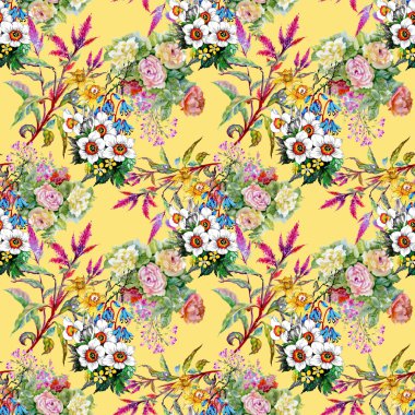 güzel renkli kır çiçekleri ile desen