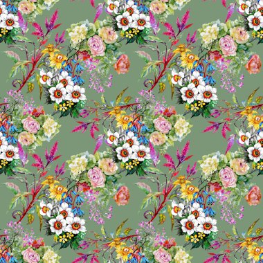 güzel renkli kır çiçekleri ile desen