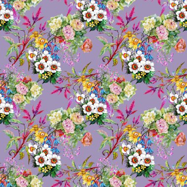 güzel renkli kır çiçekleri ile desen