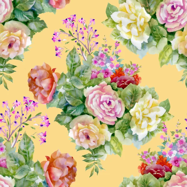 Pattern Beautiful Roses Wildflowers — Stock Photo, Image