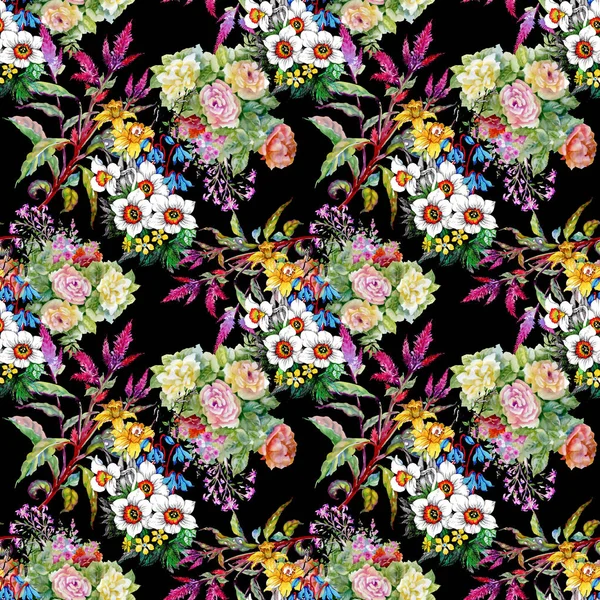 Pattern Beautiful Colorful Wildflowers — Stock Photo, Image